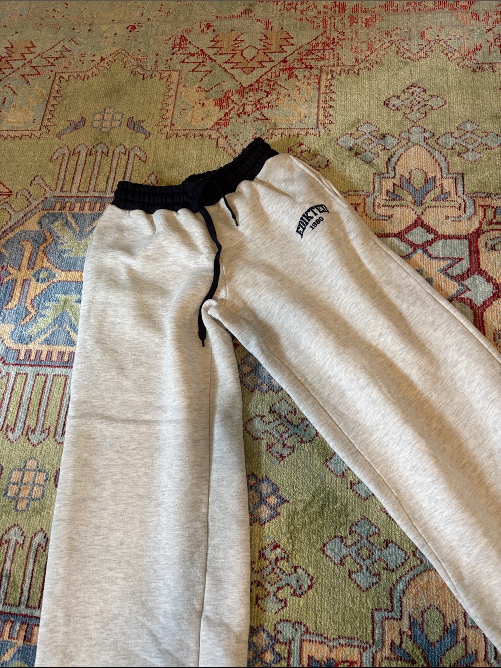 Light Gray Sweatpants with Black Waistband sm
